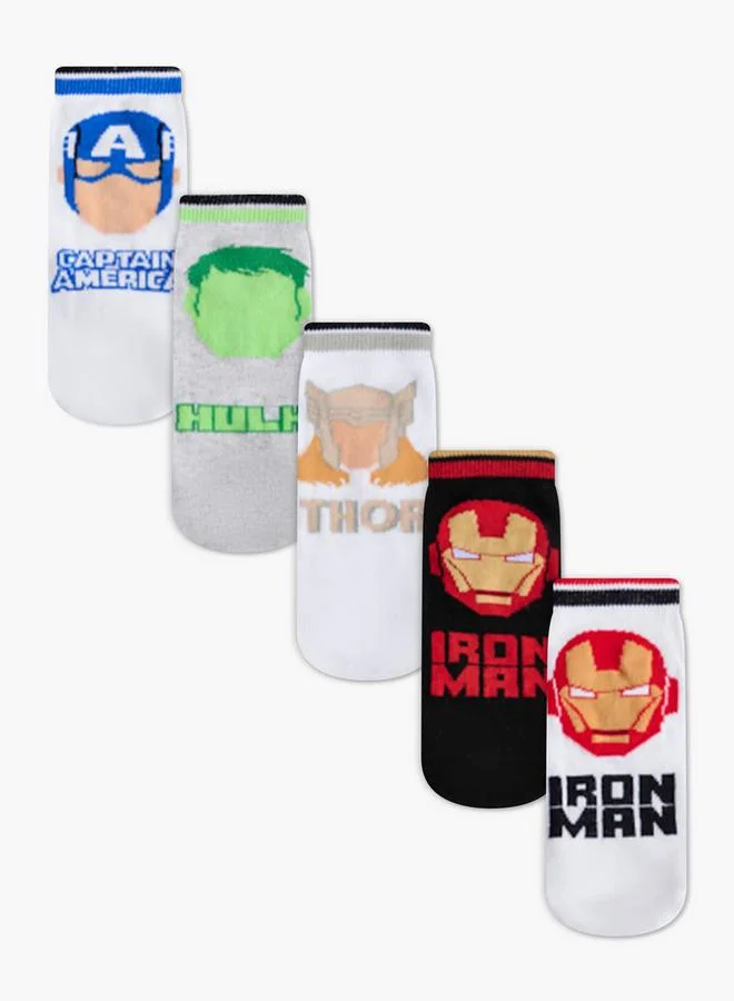 MARVEL Pack Of 5 Boys Socks Ankle Length Avengers Print